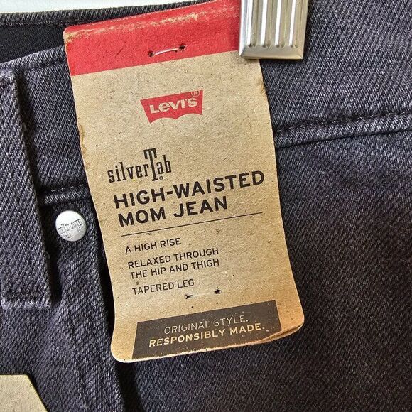 NWT LEVI'S STRAUSS SILVER TAB GREY HIGH WAISTED MOM JEAN SIZE W29 L27 - Picture 8 of 16